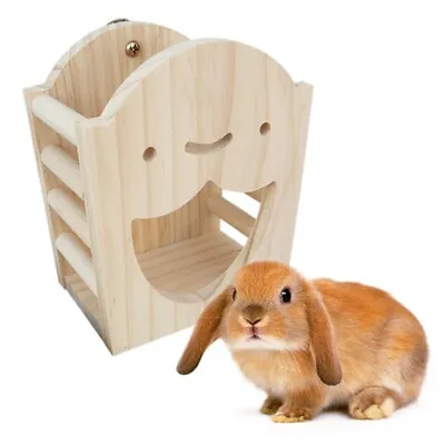 Bunny Hay Feeder Food Dispenser Hang Wooden Hay Manger Rack Holder For Hamster • £11.45