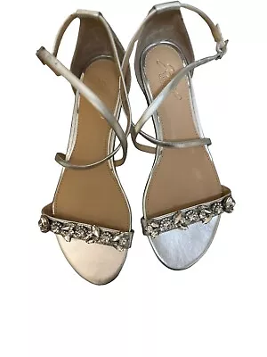 J Crew Jewel Badgley Mischka Shoes Flats  Size 7.5 Rhinestone Silver Metallic • $45