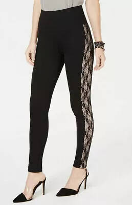 Free Ship”INC International Concepts”Side Lace Shaping LeggingsBlack M. (B53) • £19.29