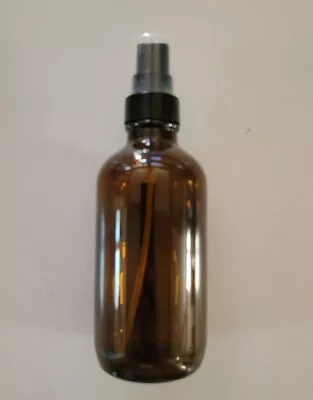 KATZCO 4 Oz Amber Round Glass Bottle Black Mist Sprayer 120ml • $7.50