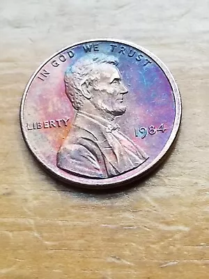 1984P Lincoln Memorial Penny With Amazing Toning Rainbow Color  • $3.99