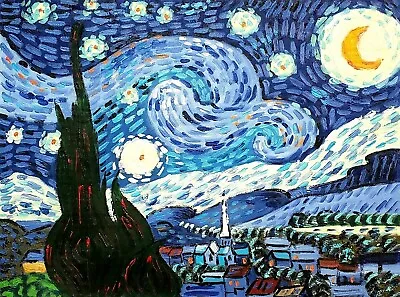 Van Gogh Starry Night 12x16  Hand Painted Oil Painting Reproduction On Canvas • $21.99