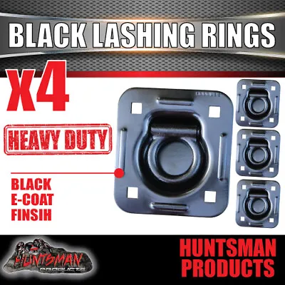 4x Black E Coated Lashing Rings Tie Down Anchor Points 113mm X 123mm Ute Trailer • $39