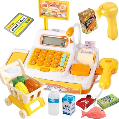 £27.94 • Buy BUYGER Pretend Play Toy Cash Register With Shopping Trolley Cart, Play Till With