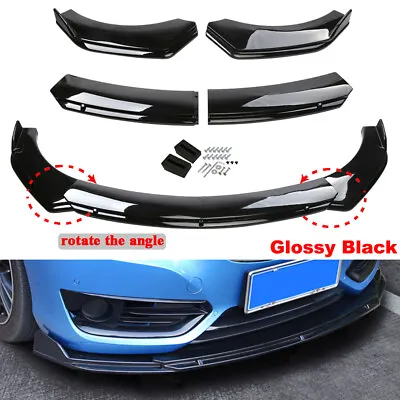 Universal Car Front Bumper Lip Spoiler Splitter Body Protector ABS Gloss Black • £32.99