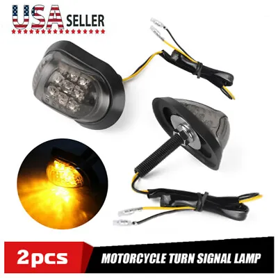 2x Motorcycle 9 LED Flush Mount Turn Signal Smoke Amber Lights Blinker Indicator • $10.98