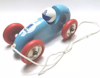 Wooden Pull Toy Race Car Red White And Blue By Vilac • $28