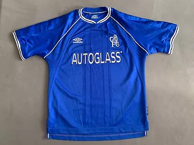 CHELSEA  Autoglass Home 1999/2000 2001 Umbro Football Shirt Medium M Pre Abraham • £89.99