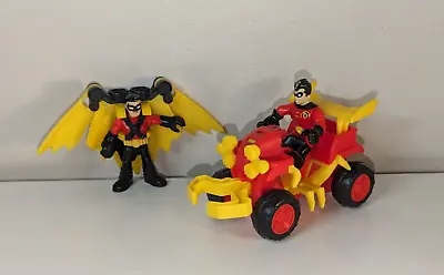 Imaginext - Streets Of Gotham City Robin ATV Vehicle 2 Robin Figures And Wings! • £12.49