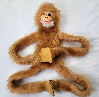 Vtg Faux Fur Orangutan Monkey Hand Puppet Whole Body Long Legs Squeaks 38  VIDEO • $29.99