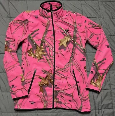 Mossy Oak Womens Pink Black Camo Full Zip Fleece Jacket Small • $14