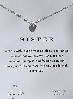 Dogeared Make A Wish Sister Heart Charm Necklace 16 In Sterling Silver Chain • $39.97