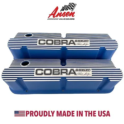 Ford Cobra CS Shelby Signature Pentroof Blue Tall Valve Covers - Finned Ansen • $295