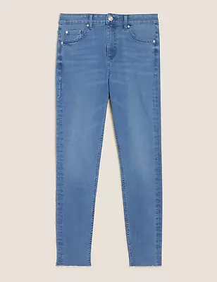 New Women's Marks And Spencer's Raw Hem Skinny Ivy Denim Jeans Short/ Reg / Long • £11.24