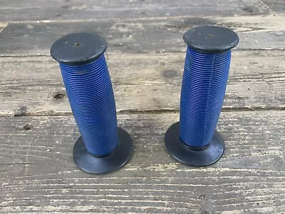 Bmx Handle Grips Blus Black Mushroom Style Old School Vintage • $29