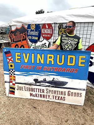 Vintage Large Metal Evinrude Boat Motor Boat Outboard Sign Oil/gas 48 X 72 Texas • $4435