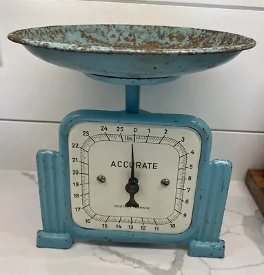 Art Deco Vintage Turquoise Kitchen Food Scale W/Bowl W. Germany (Scale Only) • $94