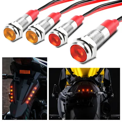 4Pcs Motorcycle LED Indicator Light Mini Signal Lamp 12V 24V Waterproof DIY • $7.98