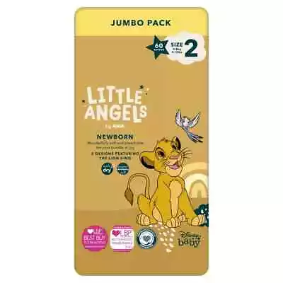 LITTLE ANGELS Newborn Disney Size 2 4-8 Kg Jumbo Pack 60 Nappies • £8.59