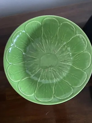 Vintage | Cabbage Leaves Bowl | French | Vibrant Green | Leaf And Apple Pattern • £12.50