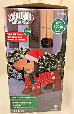 4ft/1.22m Airblown Inflatable Polka Dot Pooch Holiday Decoration W/ LED Lights • $34.75