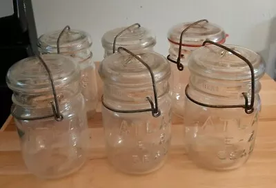 Atlas EZ Seal 1923-1933 Bail Top Clear  Pint Vintage Canning Jars  Lot Of 6 • $33