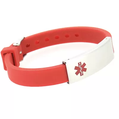 CUSTOM ENGRAVE 6 Colors! Unisex Slim Silicone Stainless Medical ID Bracelet • $21.97