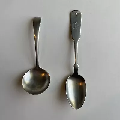 Antique Spoon Bundle: EPNS English Soup Spoon And Brazil Silver Spoon • $16