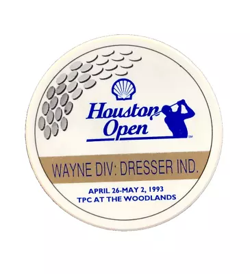 1993 Shell Houston Open Golf Badge Woodlands Dresser Ind Wayne Halliburton Pin • $4