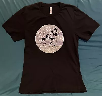 Steamboat Willie Mickey Mouse Graphic T Shirt Glitter Bella + Canvas • $9.99