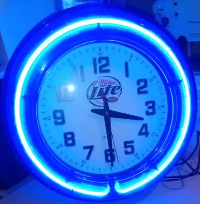 Vintage Miller Lite Blue Plastic Neon Clock • $90