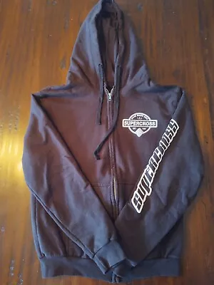 Supercross BMX Black Zip-Up Hooded Sweatshirt Size Small Cotton Fleece Hoodie • $19.99