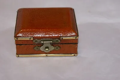 Vintage Lacquer Art Wood Trinket Jewelry Box MINI TRUNK PADDED/LINED INSIDE • $6