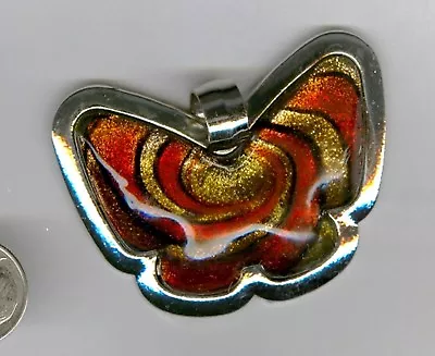 Gold Sand Lamp Work Orange And Black Colored Butterfly Glass Pendant. Set Of One • $3.50