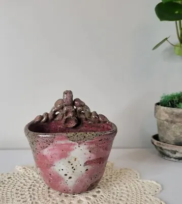 Pottery Wall Pocket VTG 1974 Artist Signed Vase Handmade Art Stoneware • $15.99