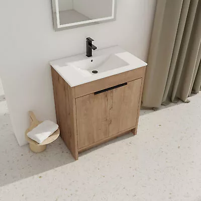 30  Wooden Free Standing Bathroom Vanity Adjustable Shelf  Undermount White Sink • $515.99