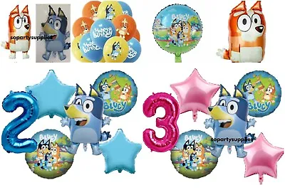 £9.95 • Buy New Themed Bingo Bluey Kids Latex Foil Numbers Balloons Birthday Party  Decor.