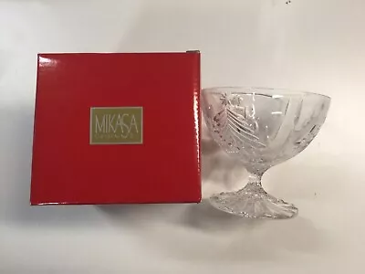 Mikasa Christmas Tree Crystal Footed 4   Dessert Sherbet Bowl SN 106/008 • $17.99