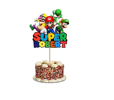 Personalised Name SUPER MARIO Cake Topper  Birthday Party Non- Edible • £4.25