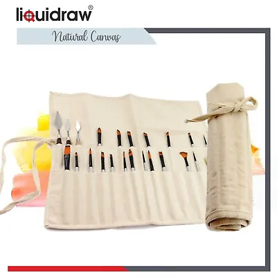 Liquidraw Paint Brush Holder Roll Up Canvas Bag Storage Case 30 Pocket Pouch • £6.99