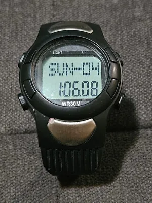 Medline Mens 30m Heart Rate Digital Quartz Alarm Chrono Watch Hours~WORKING • $16