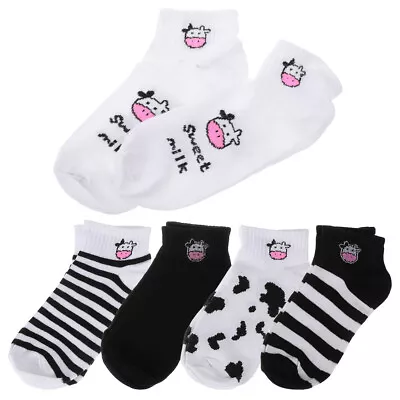  5 Pairs Gift For Men Summer Dress Short Black And White Cow Socks Sweet • £8.68