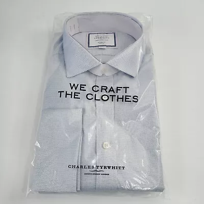 Charles Tyrwhitt Blue 17  Classic Fit Shirt Non Iron French Cuff 35  Sleeve • £24.95
