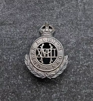 Genuine 18th Hussars Officers Silver Die Cast Collar Badge • £25