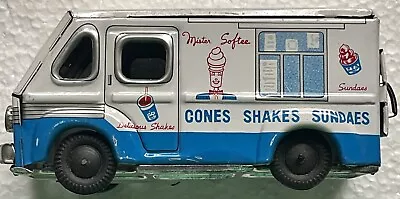 1960s MISTER SOFTEE PRESSED TIN ICE CREAM TRUCK FRICTION TOY JAPAN VINTAGE NEW • $169.99