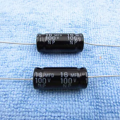 Qty (2) 16uF 100V Electrolytic Non-Polarized Speaker Crossover Axial Capacitor • $6.95