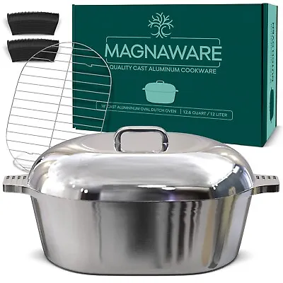 MAGNAWARE Quality Cast Aluminum Oval Dutch Oven 12.6 QT 18  *Like MAGNALITE* • $246.46