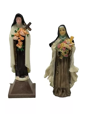 Vintage 2 Mini Figurine Statues St Therese Lisieux 3.25” & 3.75” Tall  Roman • $14.96