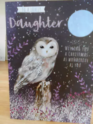 To A Lovely DAUGHTER At Christmas ~ Owl ~ Christmas / Xmas  Card ~ Free P&p • £1.68