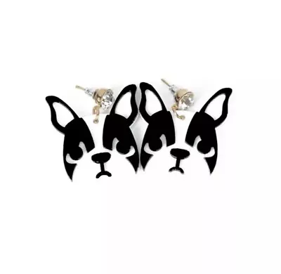 $5.52 • Buy Boston Terrier Dog Fashion Dangle Drop Stud Black White Earrings 🇬🇧 *UK SELLER